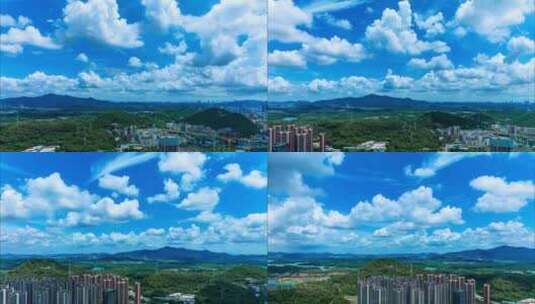 航拍深圳漂亮的蓝天白云延时高清在线视频素材下载