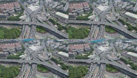江苏南京城市宣传高架桥拥堵交通玄武湖航拍高清在线视频素材下载