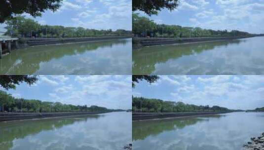 广州番禺长洲岛中山公园前珠江河道景观高清在线视频素材下载