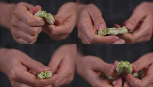 白扁豆摘扁豆择菜高清在线视频素材下载