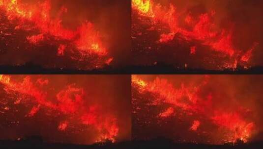 草地上燃烧的大火高清在线视频素材下载