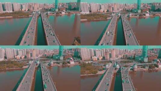 哈尔滨公路大桥超清移动延时航拍素材高清在线视频素材下载