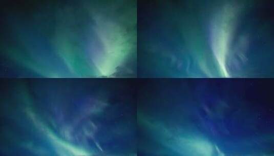 夜空中蓝绿相间的北极光高清在线视频素材下载