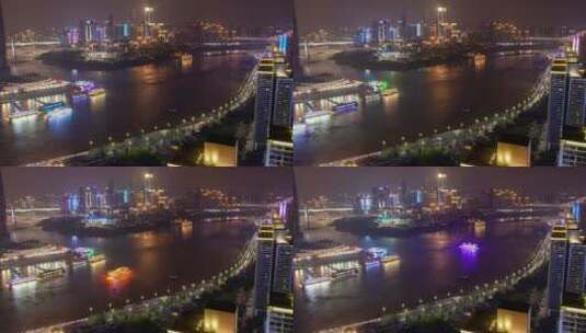 中国长江夜景延时镜头高清在线视频素材下载