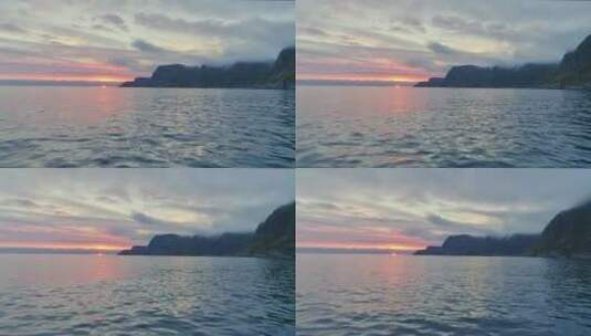 日落时海平面的航拍 高清在线视频素材下载