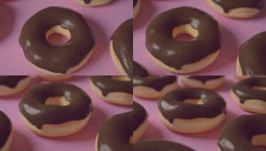 巧克力甜甜圈特写镜头高清在线视频素材下载