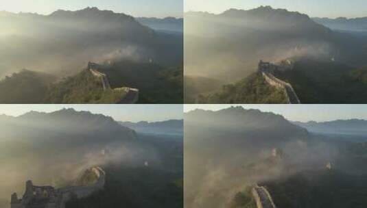 司马台长城西段清晨云雾高清在线视频素材下载