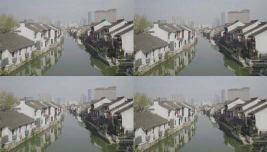 古运河面向市区上升高清在线视频素材下载
