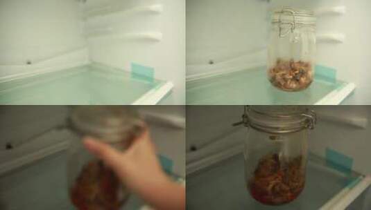 【镜头合集】打开冰箱存放泡菜咸菜密封罐高清在线视频素材下载
