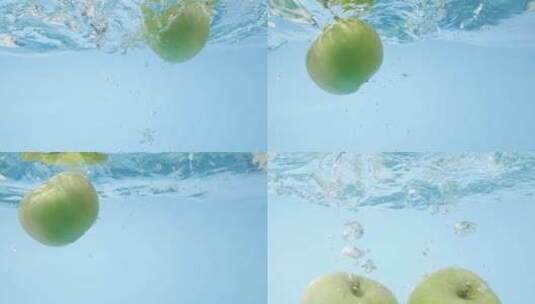 掉入水中的水果高清在线视频素材下载