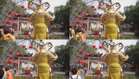 杭州北高峰灵顺寺-天下第一财神庙高清在线视频素材下载