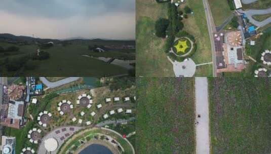 武汉木兰草原景区大门内景航拍4K高清在线视频素材下载