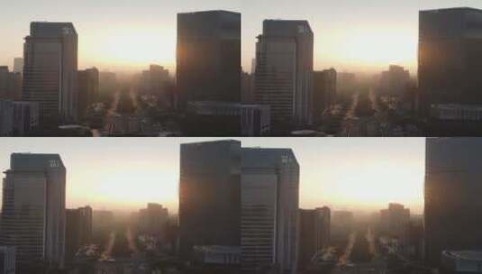 朝阳中的广州航拍高清在线视频素材下载