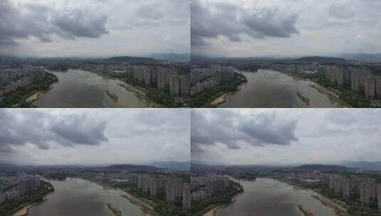 福建福州闽江风光桥梁交通航拍高清在线视频素材下载