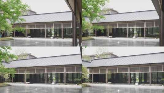新中式传统建筑合院别墅售楼处高清在线视频素材下载