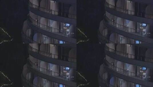 航拍上海佘山世茂洲际酒店建筑窗户特写高清在线视频素材下载