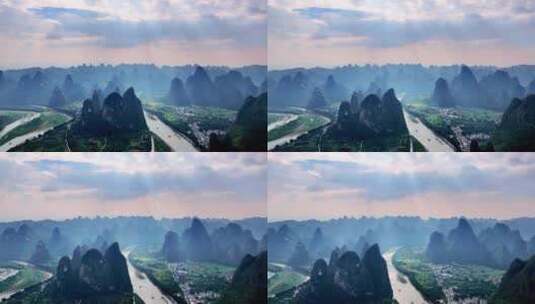 桂林漓江山水片头航拍延时风光风景日落片头高清在线视频素材下载