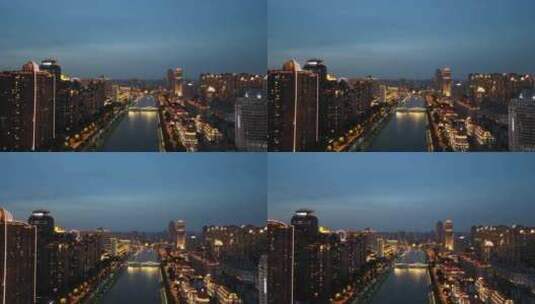 天津海河城市夜景航拍高清在线视频素材下载