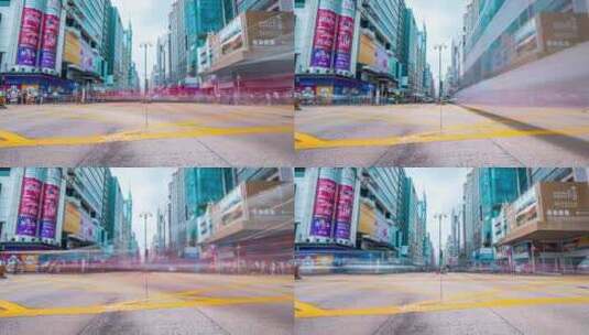 香港弥敦道_香港红绿灯车流日景固定延时高清在线视频素材下载