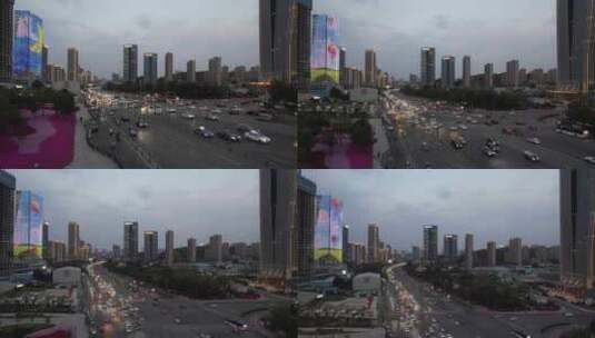 城市大道交通车辆行行驶航拍高清在线视频素材下载
