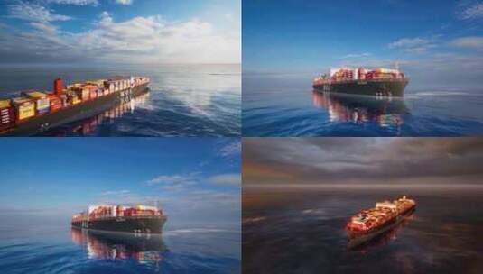 集装箱货轮 货轮海上航行高清在线视频素材下载