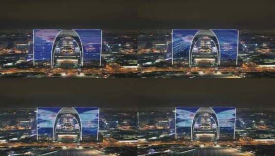 苏州城市夜景灯光竖屏航拍高清在线视频素材下载