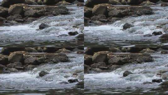 大山里的小溪河流石头水花唯美生态高清在线视频素材下载