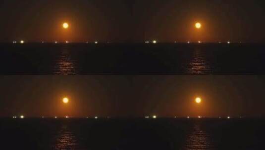 大海月亮海面月光水面波光粼粼夜晚海平面高清在线视频素材下载