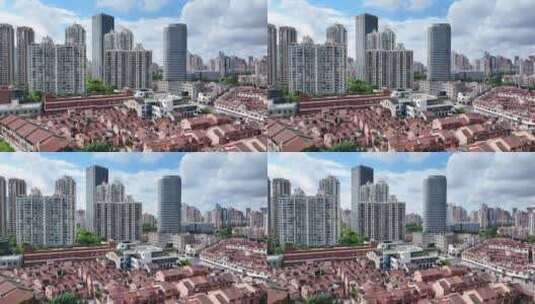 上海市虹口区老旧住宅与新住宅楼高清在线视频素材下载