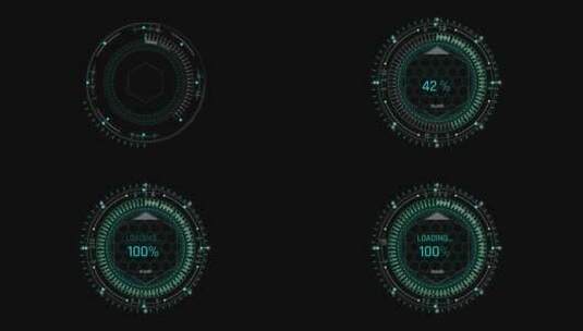 圆盘仪表盘进度条科技合成HUD未来大数据高清在线视频素材下载