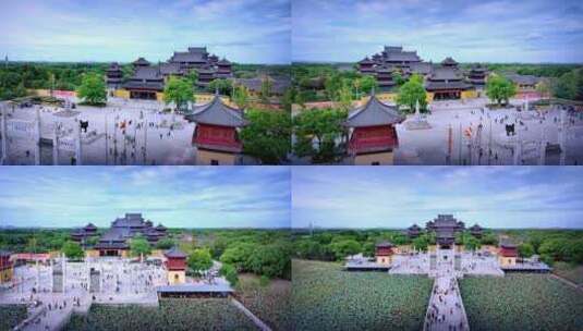 航拍苏州阳澄湖重元寺一高清在线视频素材下载