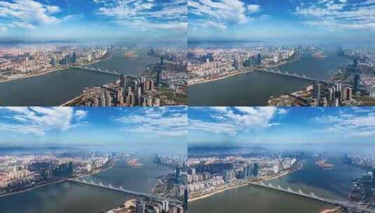 南昌城市大全景一江两岸航拍延时高清在线视频素材下载