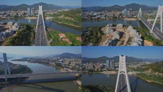 航拍福州淮安大桥合集高清在线视频素材下载