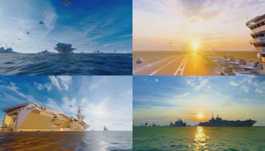 八一建军节航空母舰作战群视频高清在线视频素材下载