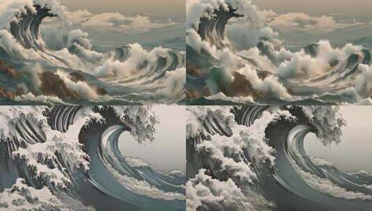 海浪巨浪动画高清在线视频素材下载