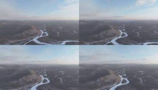 航拍黎明林海雪原云景延时高清在线视频素材下载
