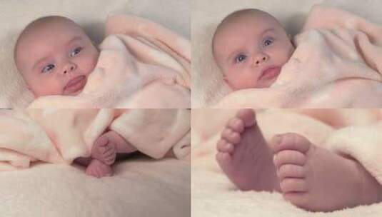 婴儿笑容婴儿小手小脚高清在线视频素材下载