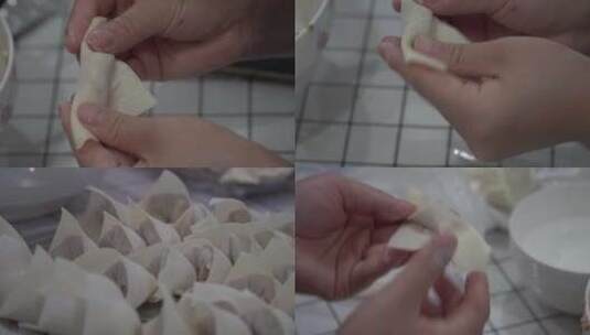 中国传统美食包馄饨高清在线视频素材下载