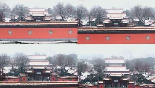 南京朝天宫雪景航拍高清在线视频素材下载