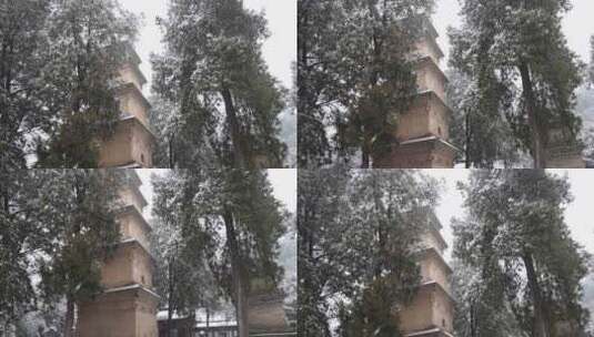 护国兴教寺雪景 寺院  唐三藏寺院高清在线视频素材下载