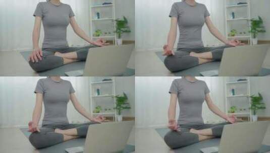 练瑜伽瘦身塑形健康的生活方式高清在线视频素材下载