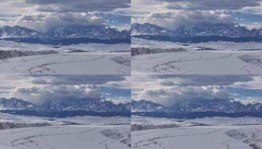 冬季新疆旅游天山阿勒泰安集海雪山峡谷雪原高清在线视频素材下载