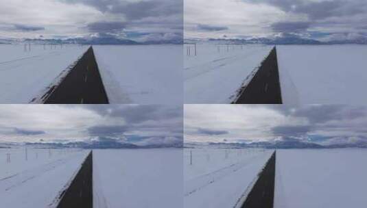 冬季新疆天山阿勒泰安集海雪山公路雪原云朵高清在线视频素材下载