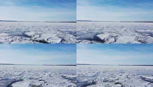 航拍被冰封的湖面高清在线视频素材下载