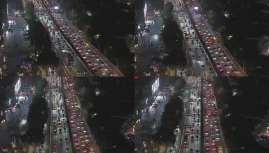广州夜景车流航拍 城市车流夜景高清在线视频素材下载