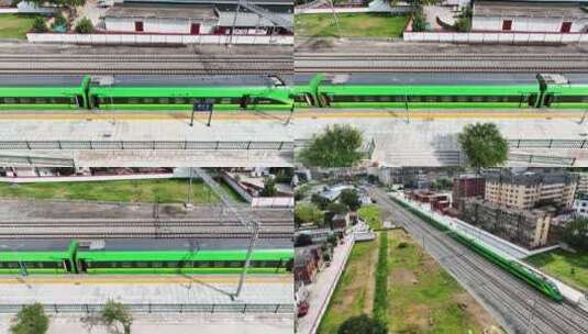 航拍绿巨人高铁火车高清在线视频素材下载