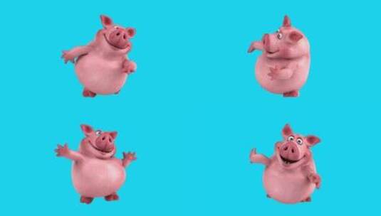 有趣的3D卡通猪跳舞（带alpha通道）高清在线视频素材下载