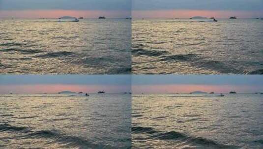 海南三亚椰梦长廊傍晚沙滩夕阳海浪高清在线视频素材下载