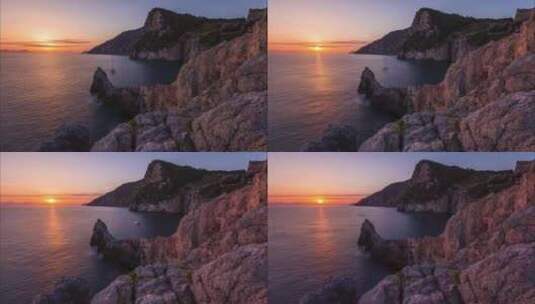 4k风景海边悬崖日落高清在线视频素材下载
