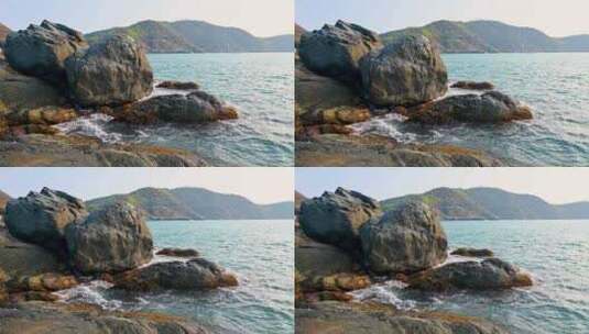 海南早晨海岛日出大海海浪拍打礁石高清在线视频素材下载